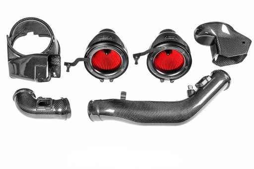 Eventuri F87 M2 carbon fiber intake system with patented Venturi housings and high flow filters for enhanced turbo efficiency