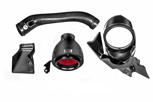 Eventuri F87 M2 carbon fiber intake system with Venturi housing and high-flow cone filter