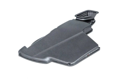 Eventuri E9X M3 matte carbon fiber airbox lid with direct OEM fit and enhanced induction sound