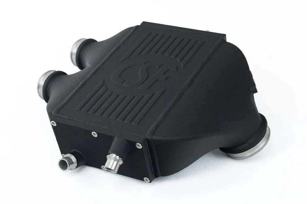CSF F8X Charge-Air-Cooler in wrinkle black with cast endtank and dual-pass core for BMW S55 engine cooling