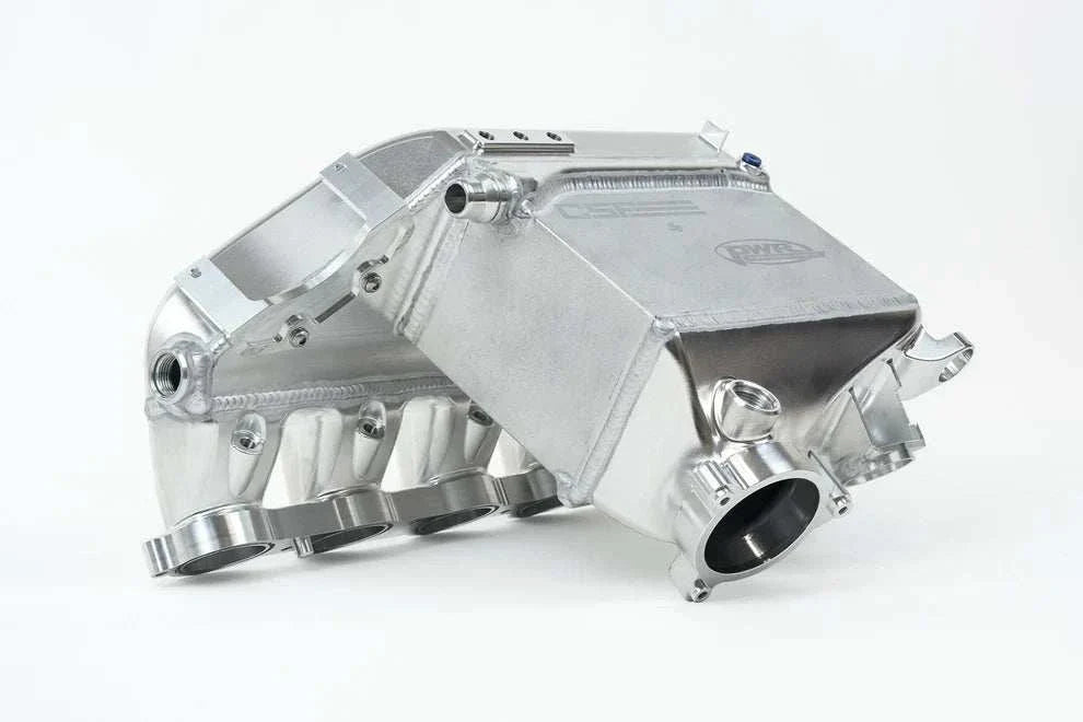 CSF G8X billet aluminum charge air cooler manifold for BMW S58 engines with enhanced cooling efficiency and durability