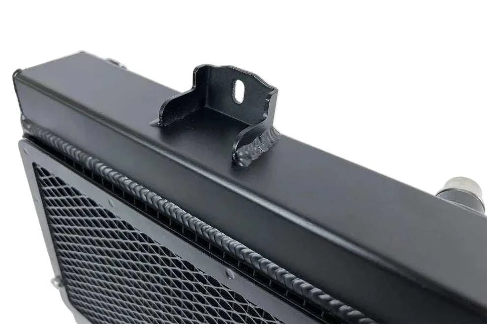 Close-up of a black radiator on a white background