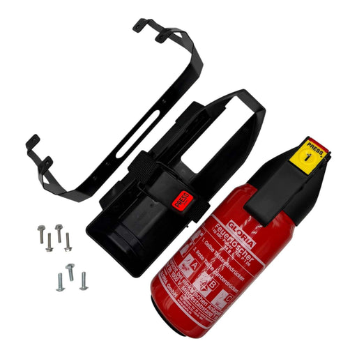 Porsche 992.2 carbon fiber folding bucket seat with OEM fire extinguisher kit