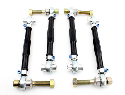 BMW F8X Rear Upper Arms adjustable aluminum control arms with Teflon lined rod ends and titanium hardware for enhanced rear camber alignment.