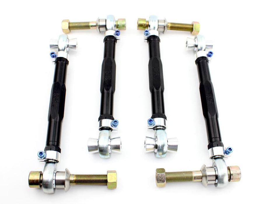 BMW F8X Rear Upper Arms adjustable aluminum control arms with Teflon lined rod ends and titanium hardware for enhanced rear camber alignment.